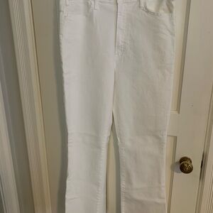 Mother the hustler ankle fray, white jeans 32